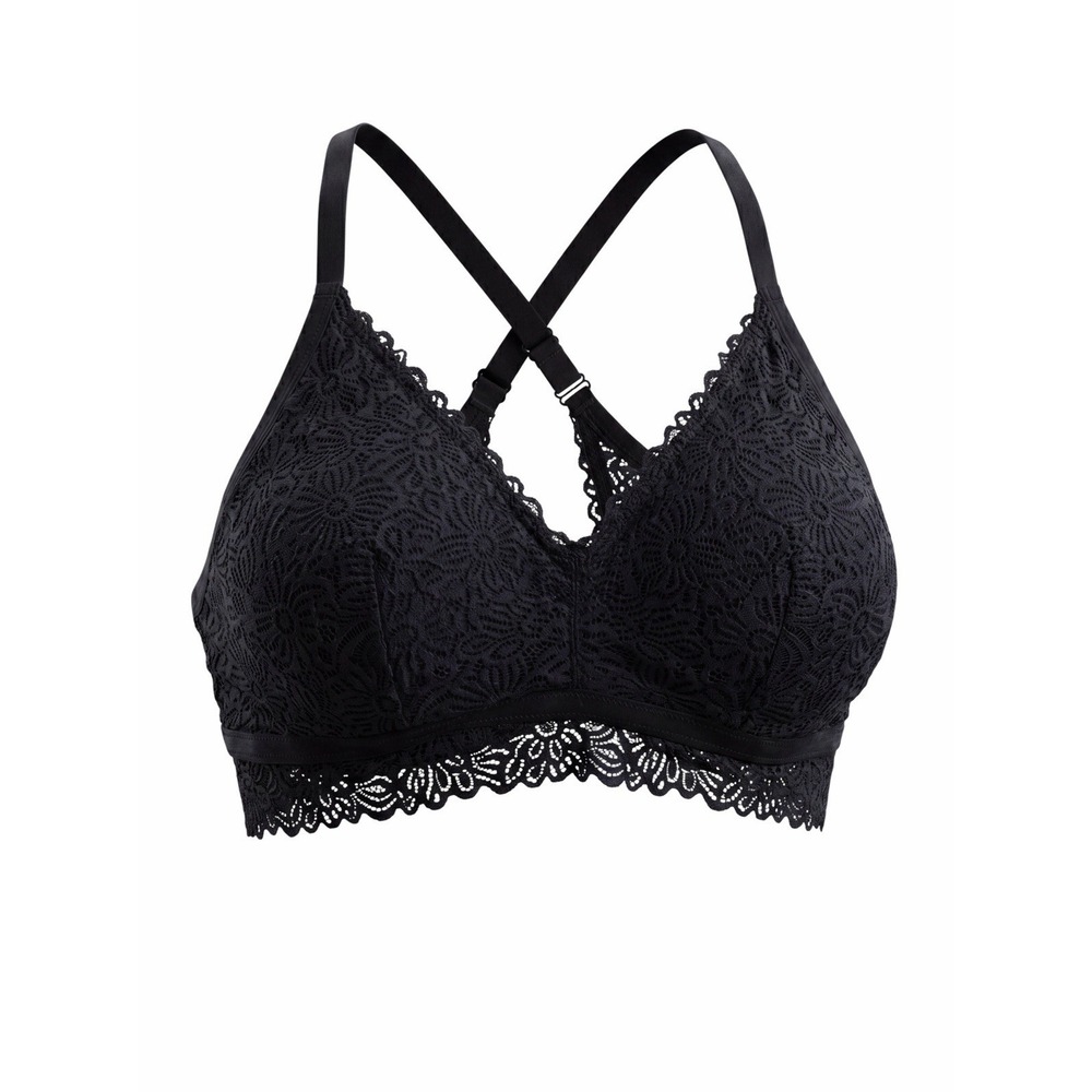 Auden Bra Womens Xl Black Nylon Stretch Comfortable Lightly Lined Lace Bralette‎